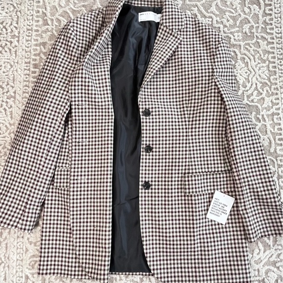 NWOT ASOS Long Line Checked Boy Blazer - Picture 12 of 15